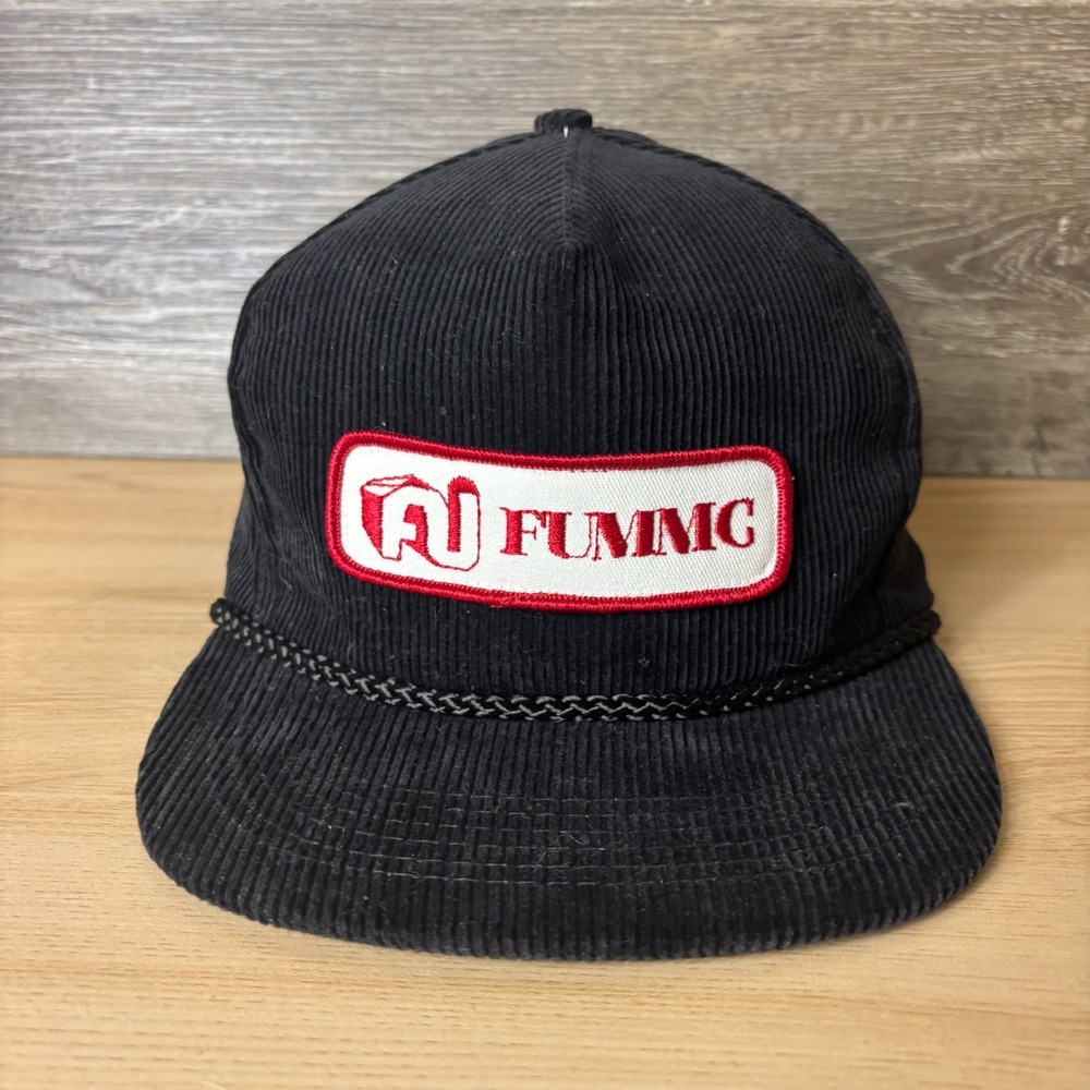 Vintage FUMMC Hat Snapback Corduroy Trucker Patch Logo Adjustable